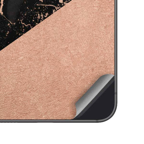 Black and Rose Gold Marble Split Galaxy A14 5G Skin